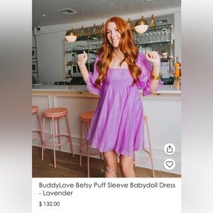 BuddyLove Betsy Puff Sleeve Babydoll Dress - Lavender
